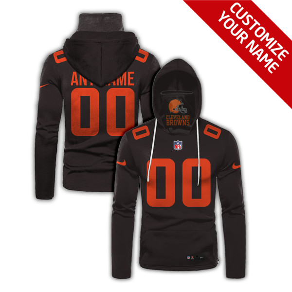 Men's Cleveland Browns Brown 2020 Customize Hoodie Mask